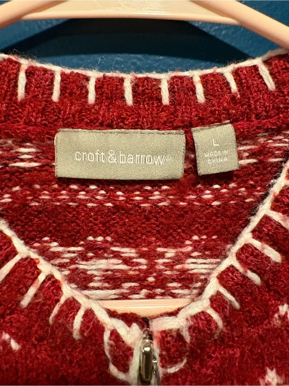 Croft & Barrow Red & White Snowflake & Polar Bear Silk & Wool Blend Sweater EUC